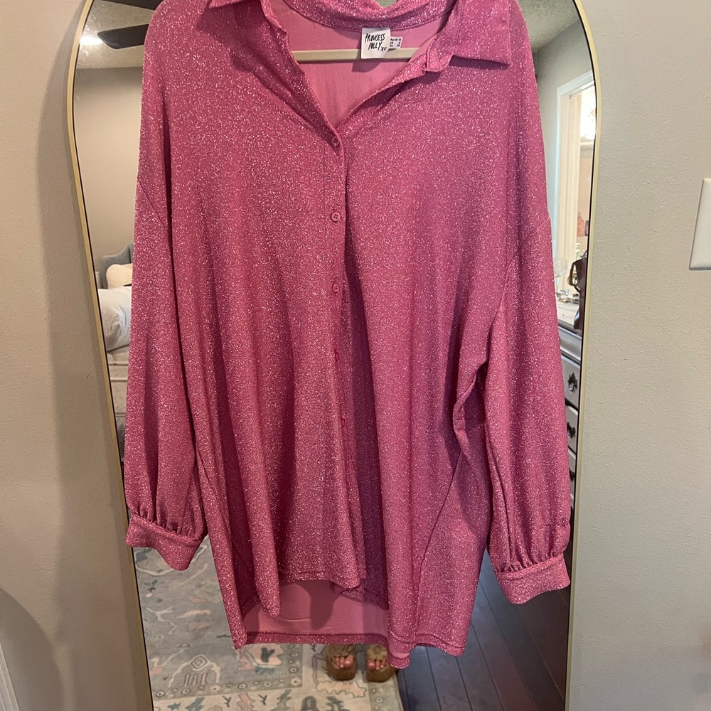 Princess Polly Pink Bishop Sleeve Polo Collar Dress
